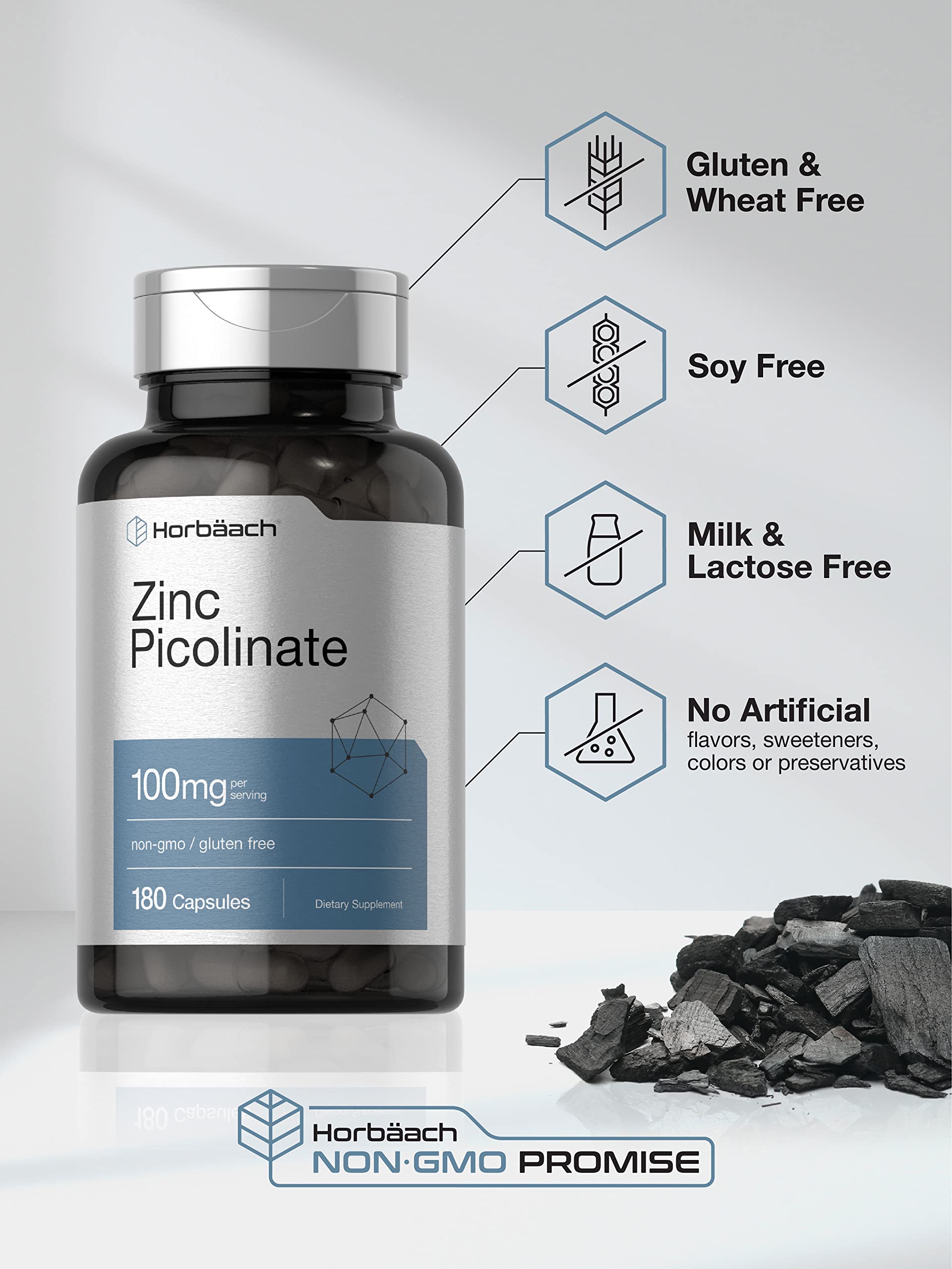 Horbäach Zinc Picolinate 100mg bottle cap close-up