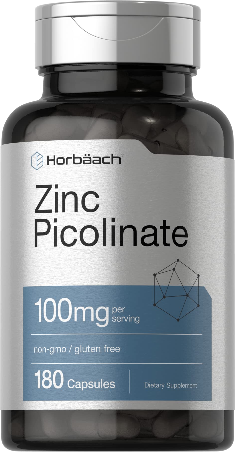 Horbäach Zinc Picolinate 100mg bottle front view for daily support