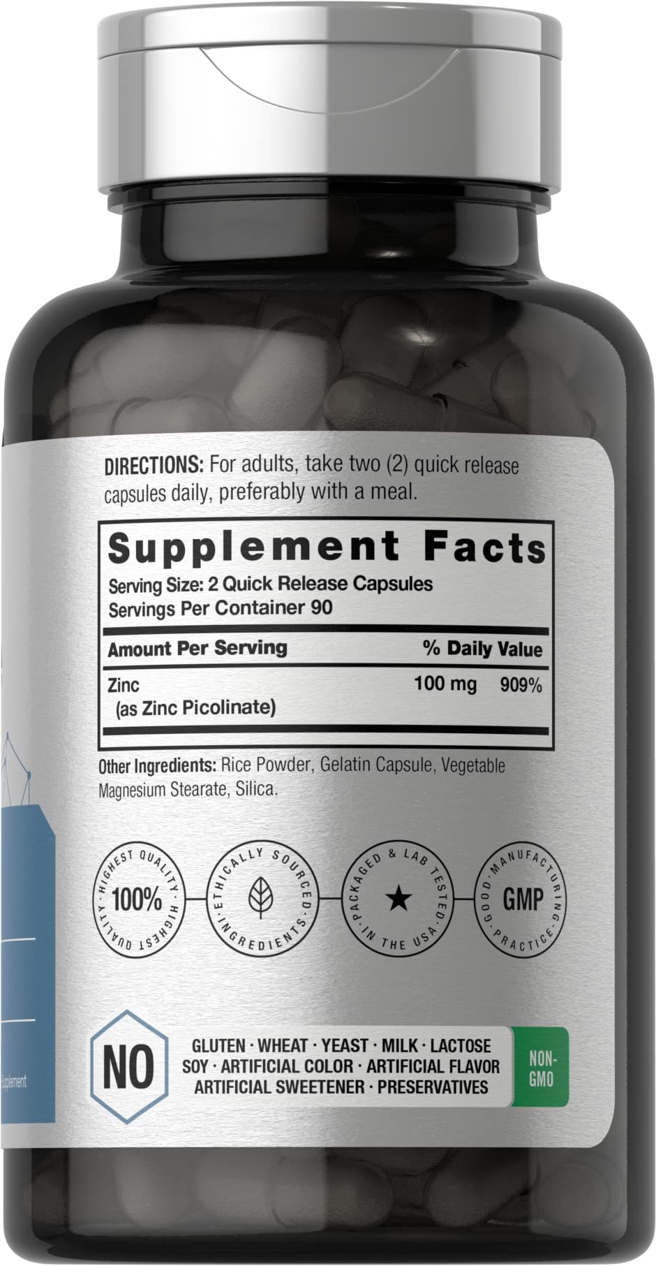 Horbäach Zinc Picolinate 100mg capsules close-up