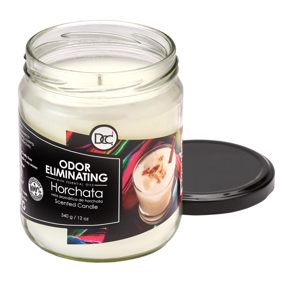 Horchata odor-eliminating candle with lead-free wick for clean, safe burning