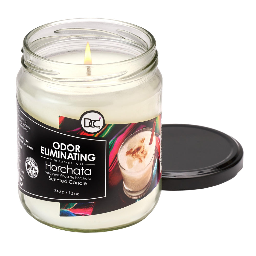 Horchata candle in living room helps minimize cooking and smoke odors
