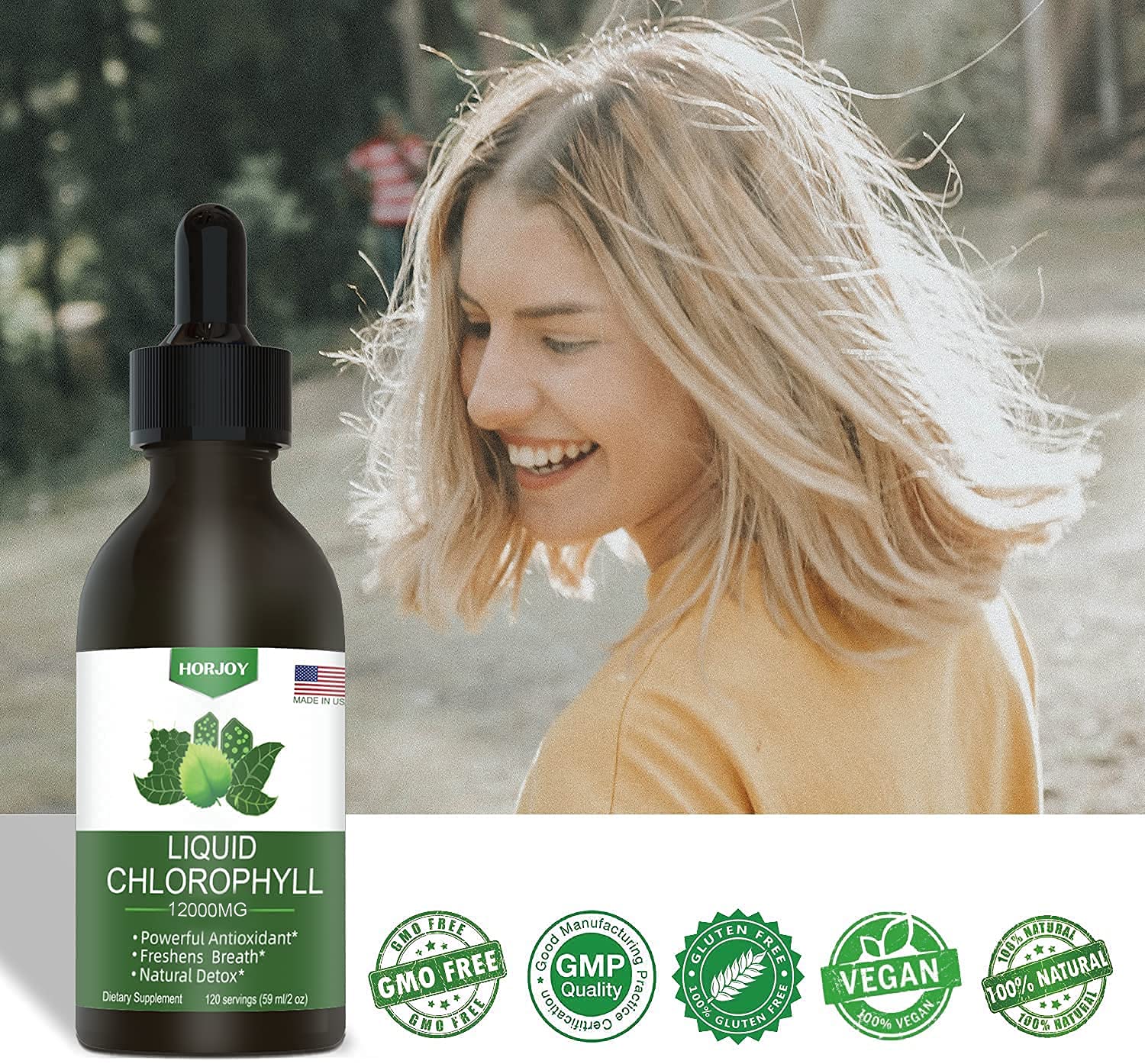 Horjoy Chlorophyll liquid drops pack-2 with two bottles for ongoing use