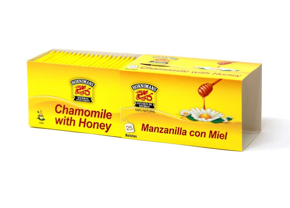 Hornimans Chamomile Honey Tea bag for a soothing, caffeine-free cup.