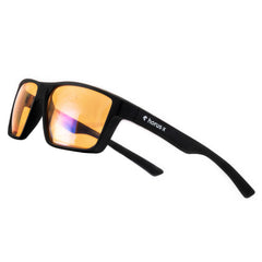Horus X blue light glasses amber lens closeup for improved screen contrast and comfort