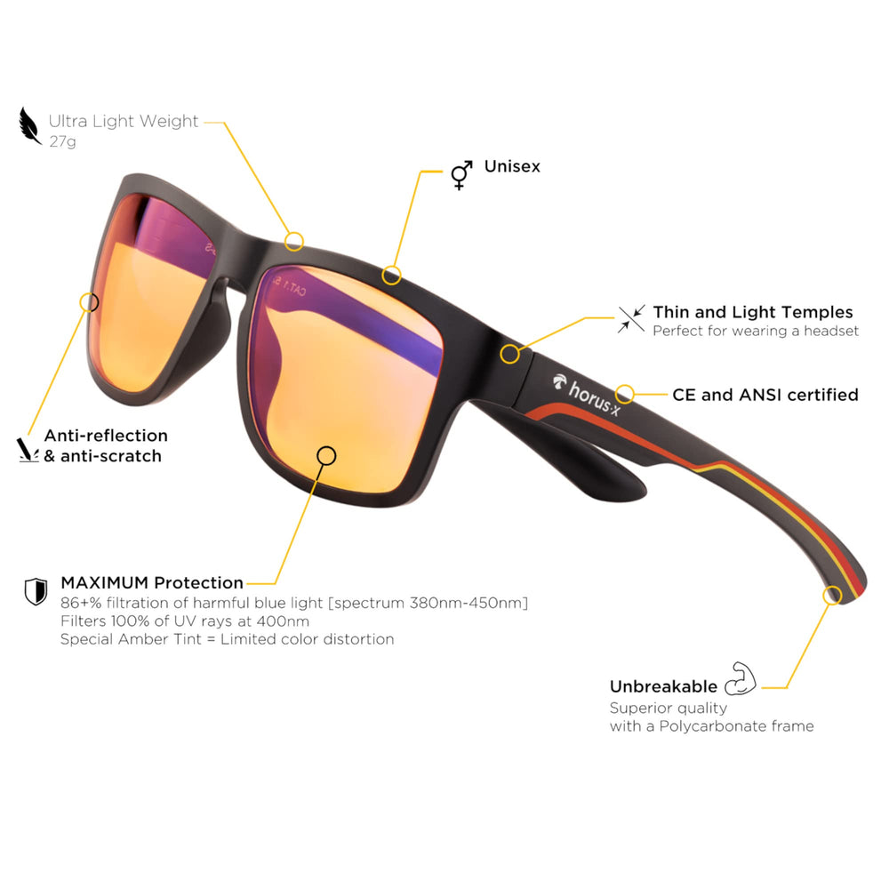 Horus X Kids blue light blocking glasses eco friendly packaging includes case and cloth