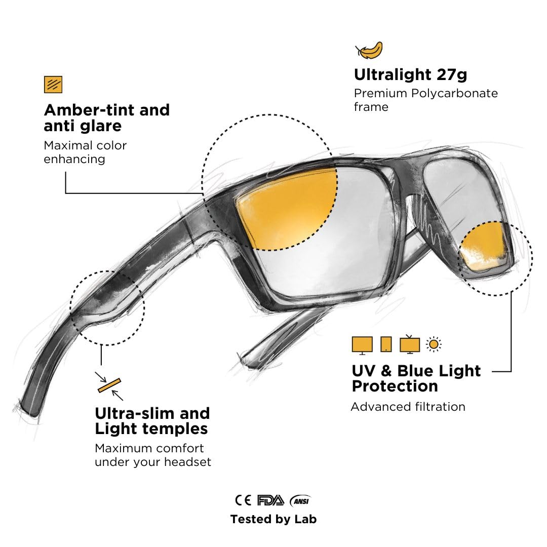 Horus X lightweight 27g frame shown for long sessions and daily wear