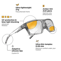 Horus X Revolution Black side view showing lightweight frame for all-day wear