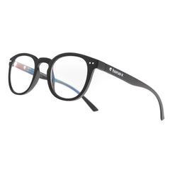 Horus X round blue light glasses with amber lenses for color accuracy and reduced glare.