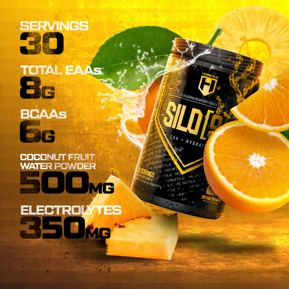 HOSSTILE Silo9 coconut-water hydration electrolytes on the label.