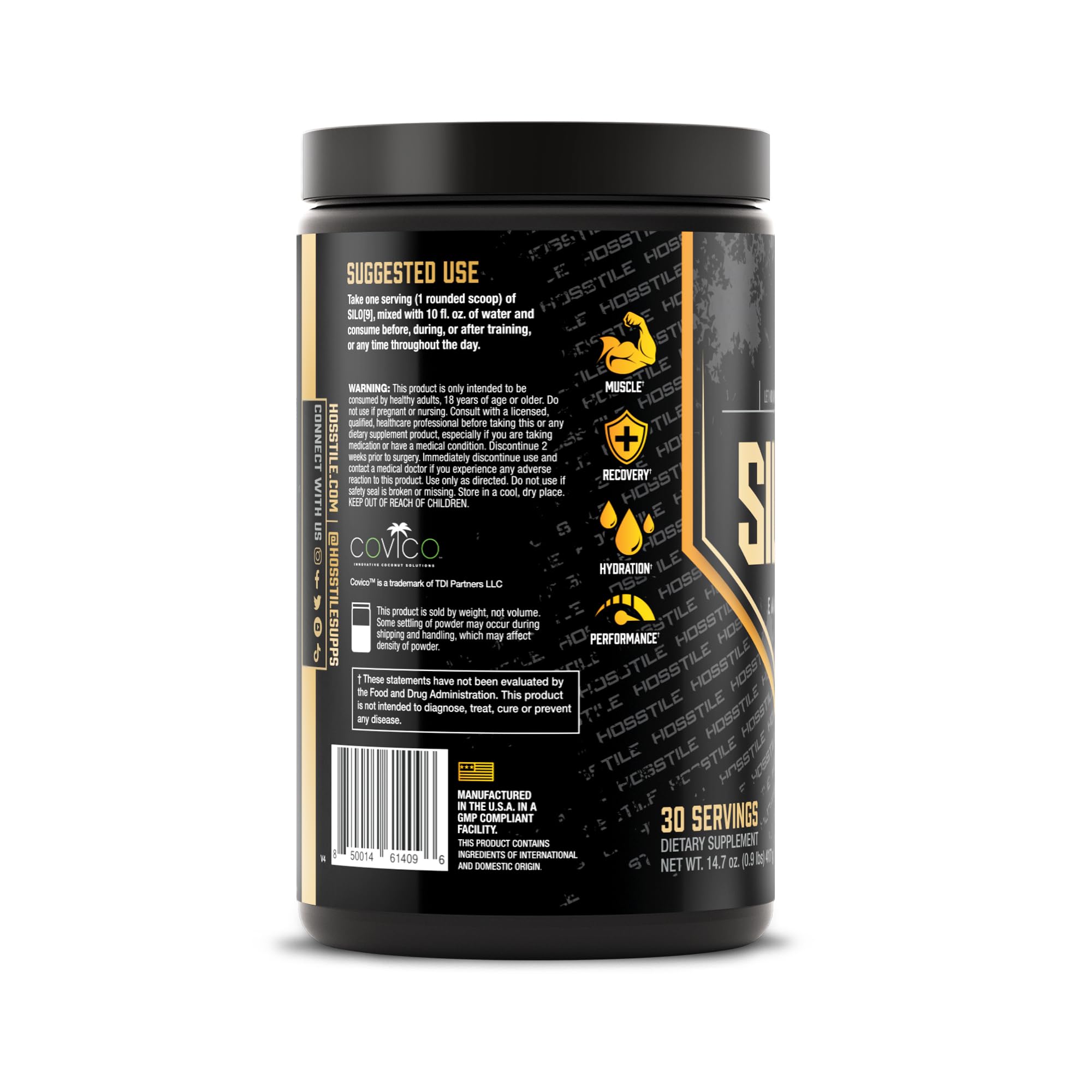 HOSSTILE Silo9 athletes in gym using post-workout amino drink.