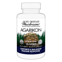 Host Defense Agarikon capsules bottle shows daily immune support in a convenient format.