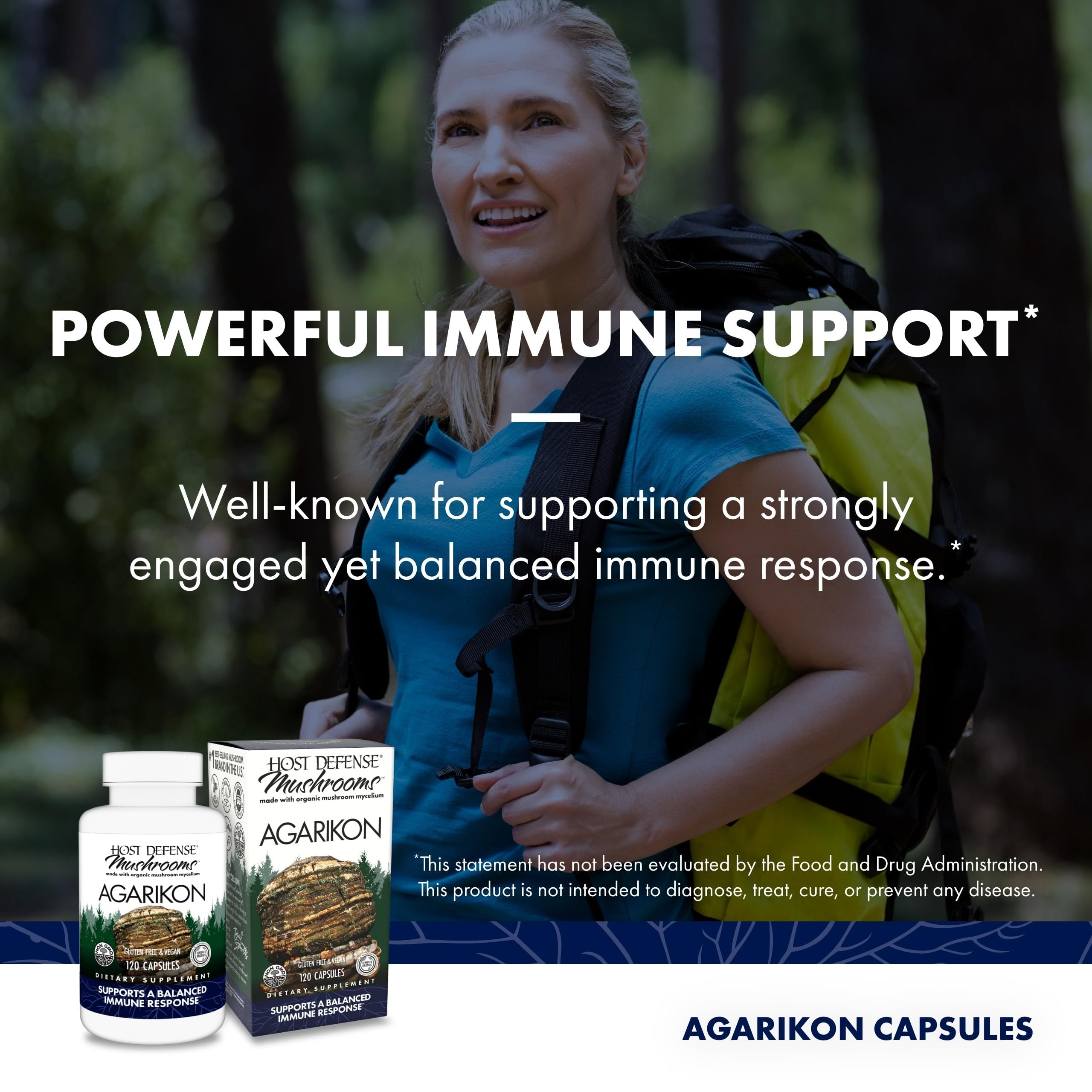 Host Defense Agarikon capsules organic brown rice-substrate notes reflect the cultivation method and quality.