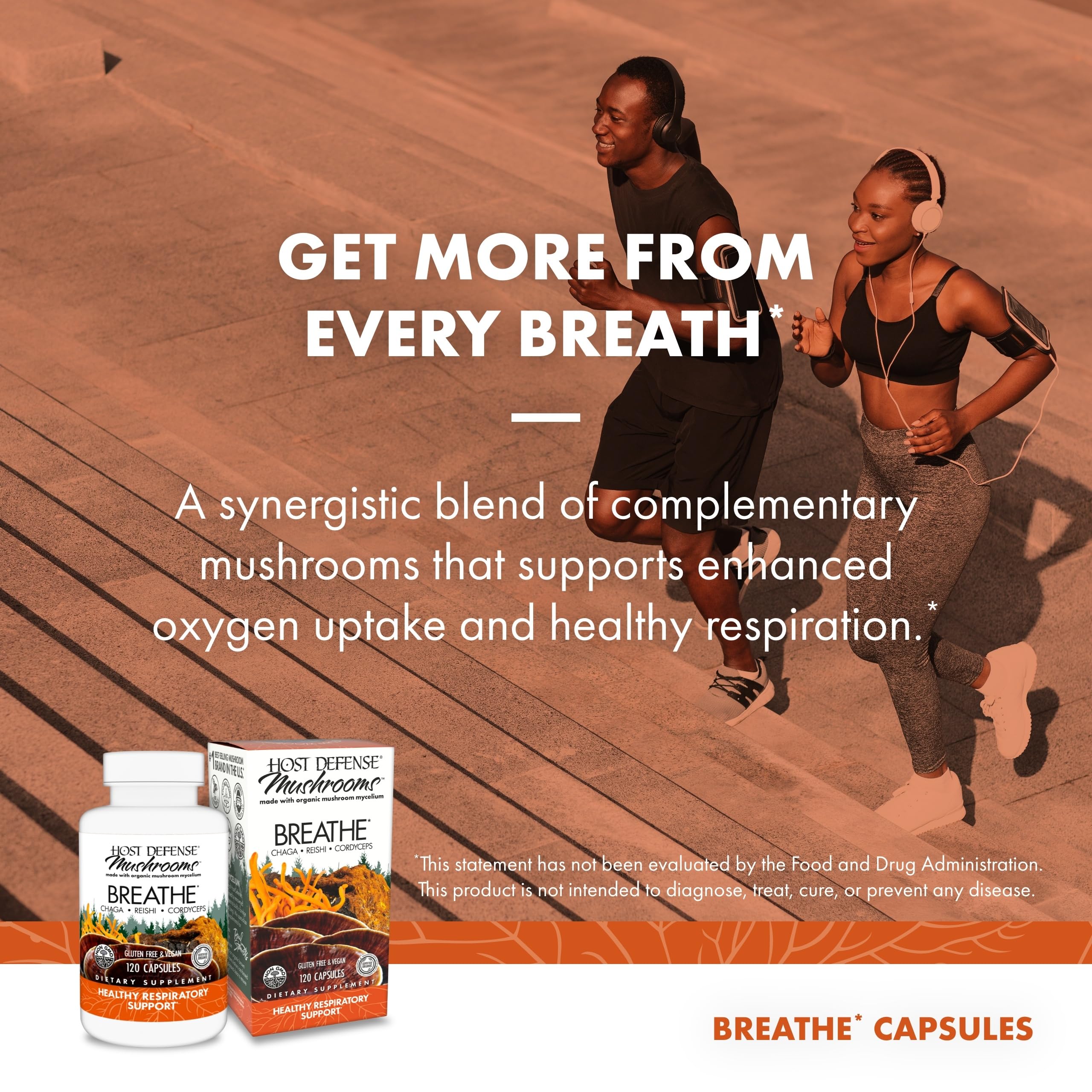 Host Defense Breathe capsules in hand ready for daily use.