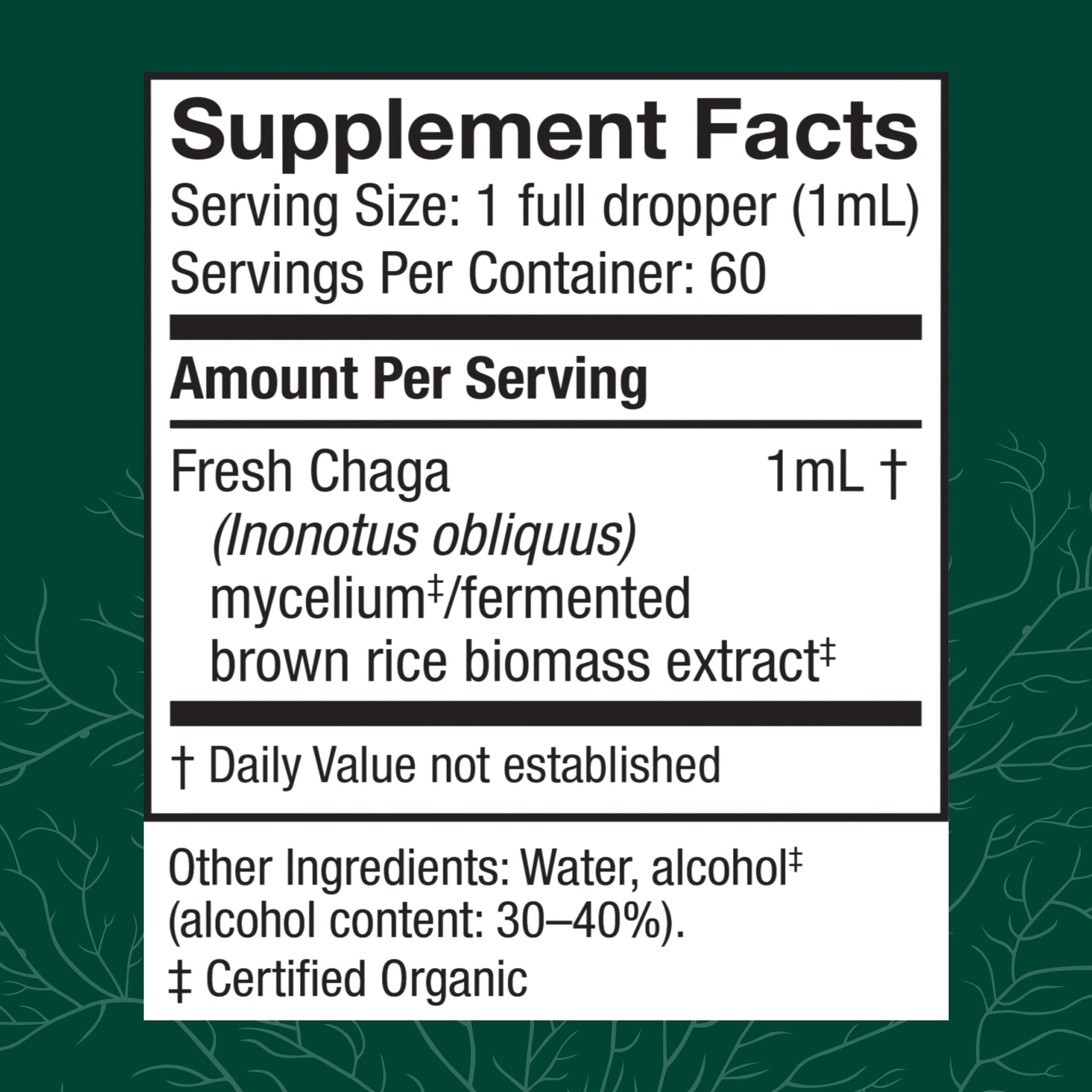 Host Defense Chaga extract dropper dispensing into a glass for on-the-go routine