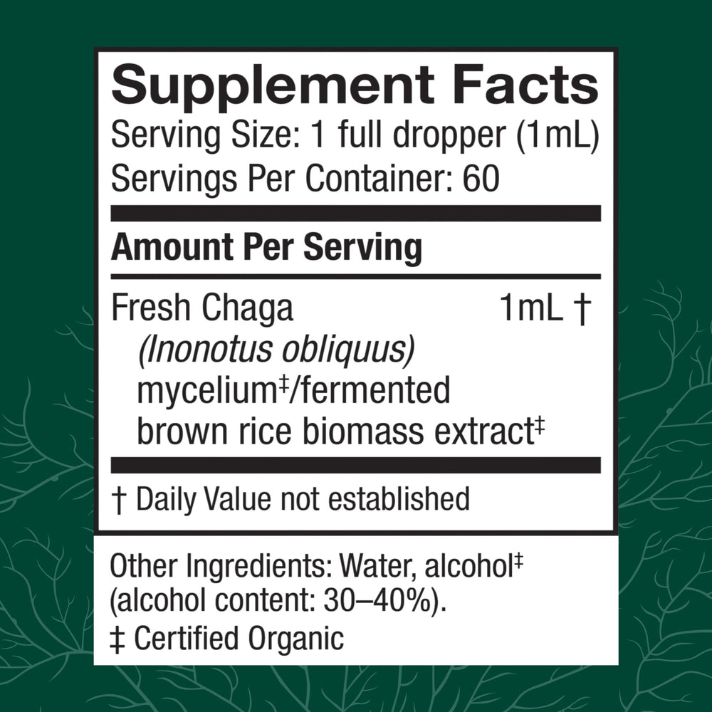 Host Defense Chaga extract dropper dispensing into a glass for on-the-go routine