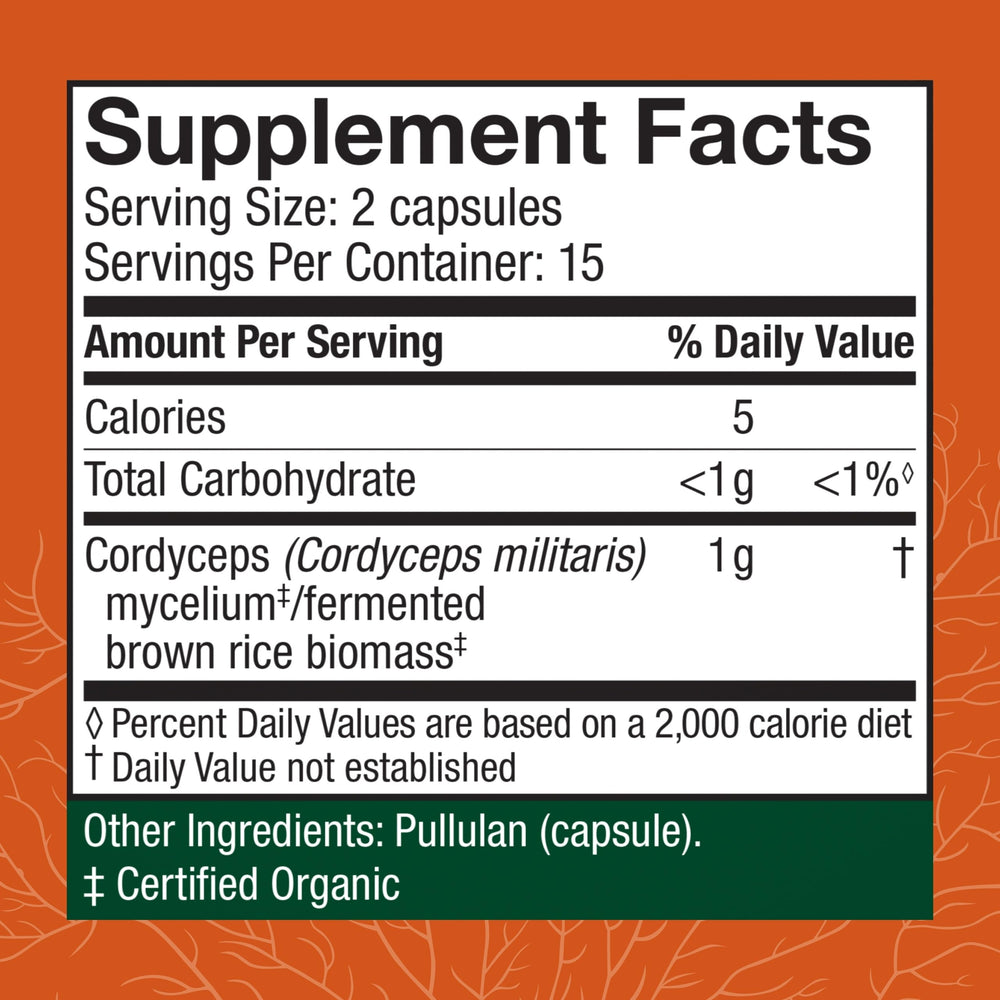 Cordyceps capsules pour with glass of water for daily use.