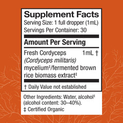 Host Defense Cordyceps dropper dispensing for easy daily dosing.