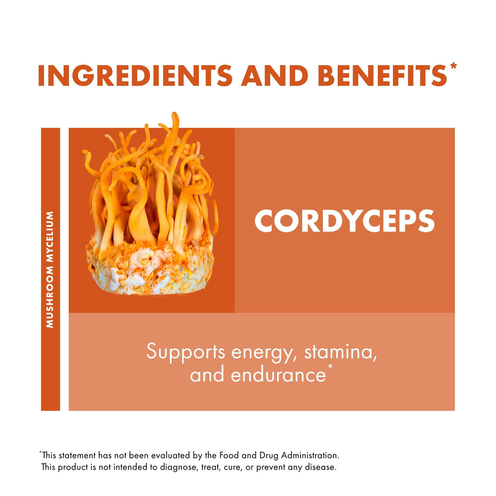 Ingredient bottle of Host Defense Cordyceps Powder with label details