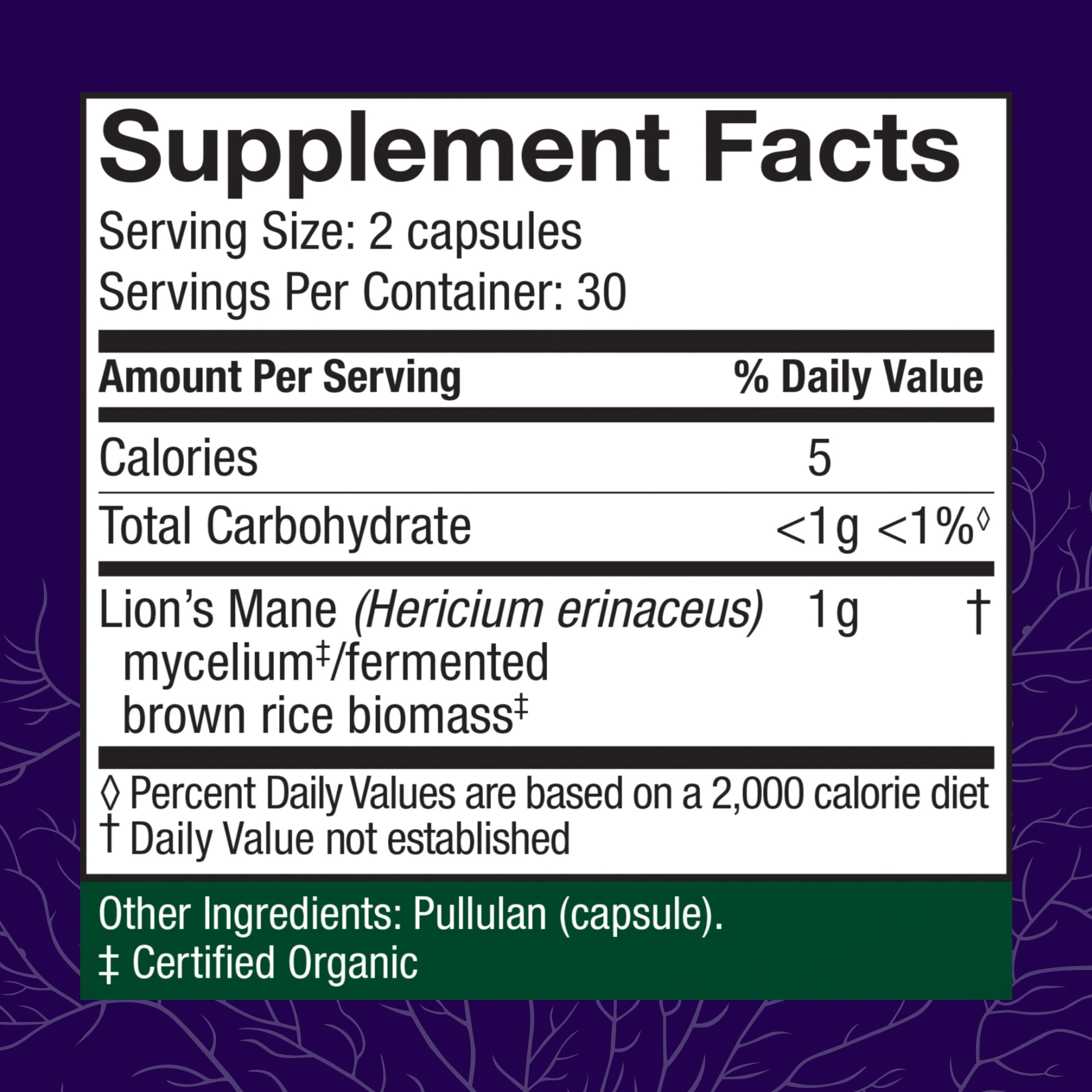 Host Defense Lions Mane capsules-closeup showing smooth, easy-to-swallow formula.