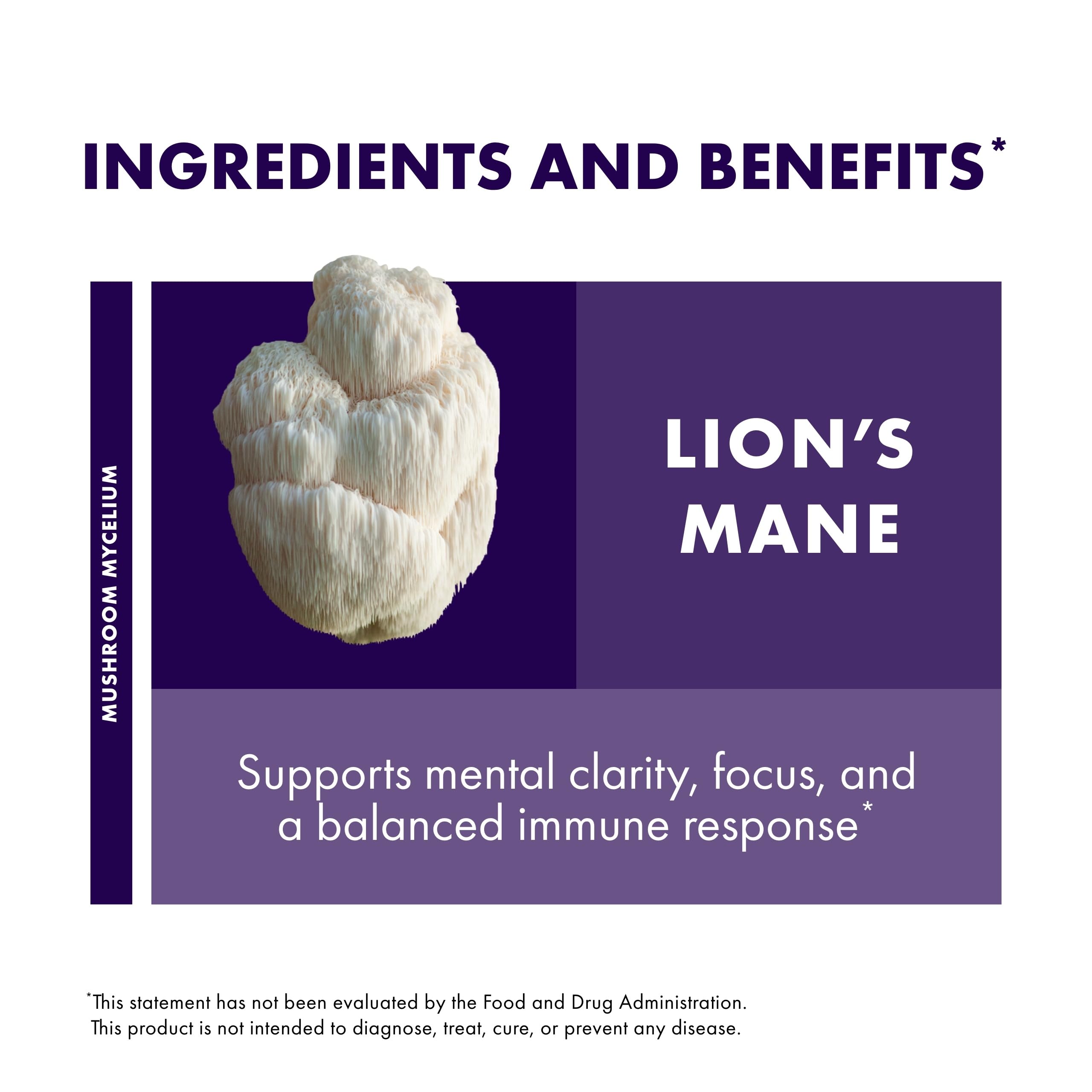 Host Defense Lion's Mane label featuring The Smart Mushroom tagline.