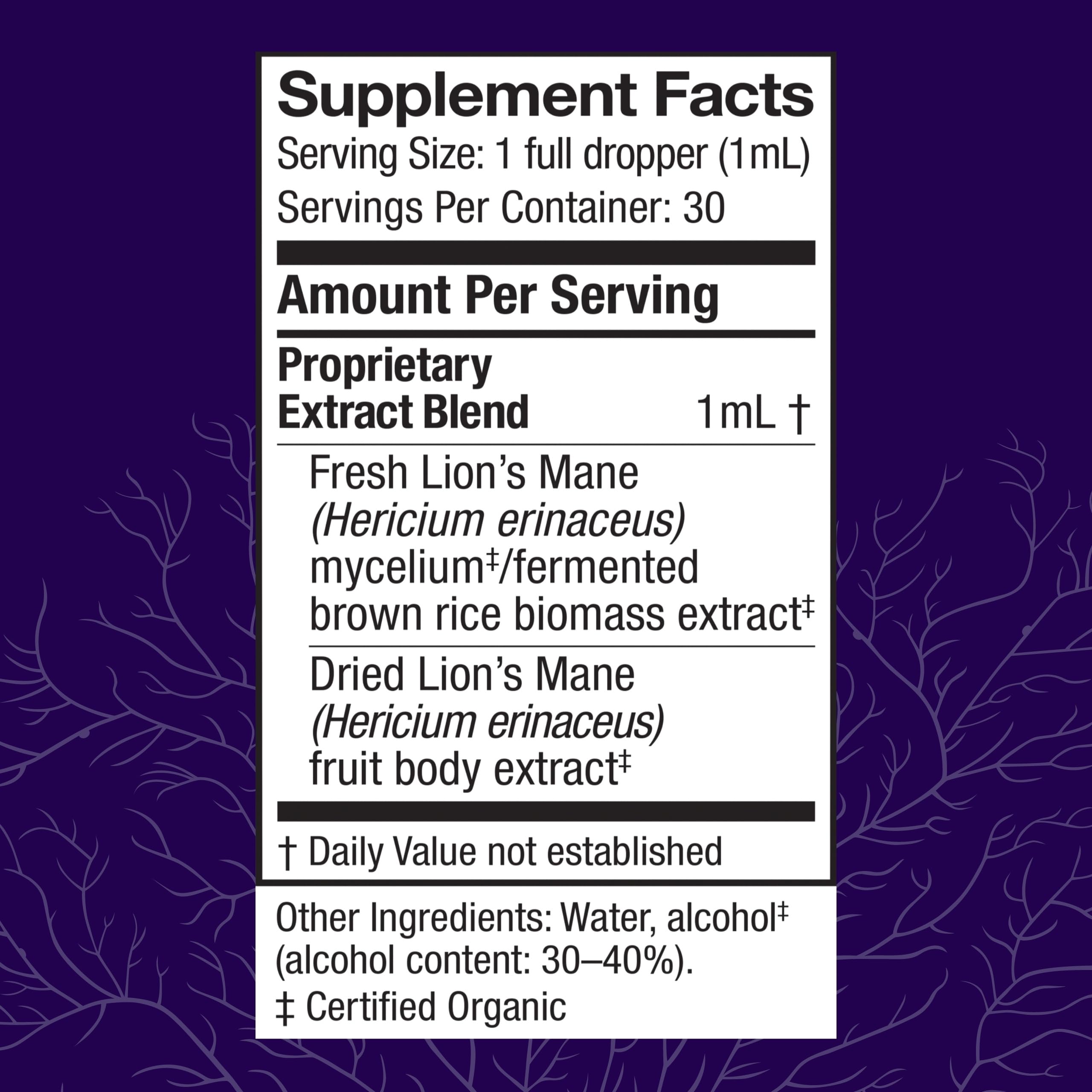 Lions Mane liquid drops imply easy daily dosing for focus.