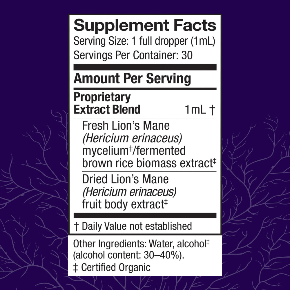 Lions Mane liquid drops imply easy daily dosing for focus.