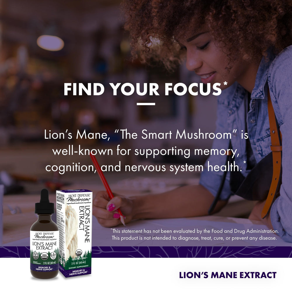 Host Defense Lion's Mane mycelium on organic substrate indicating cultivation quality