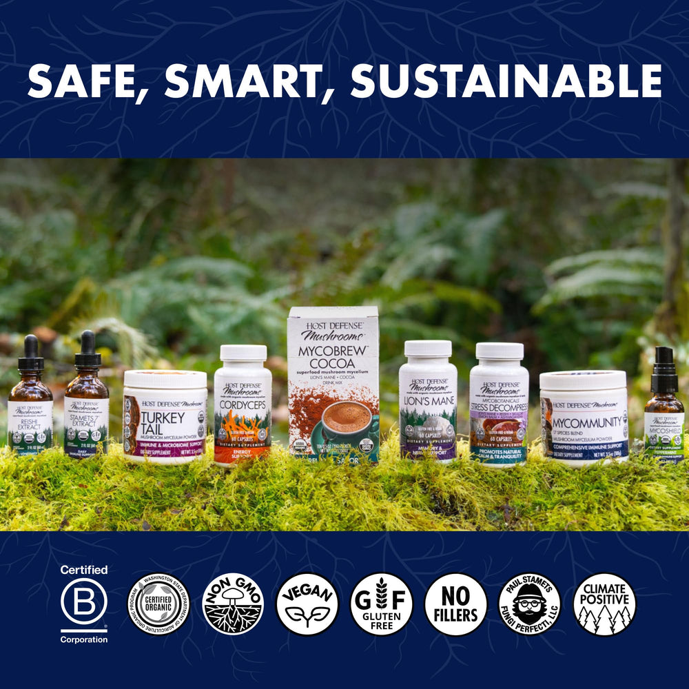 Host Defense Lion's Mane nutrition facts panel for informed use.
