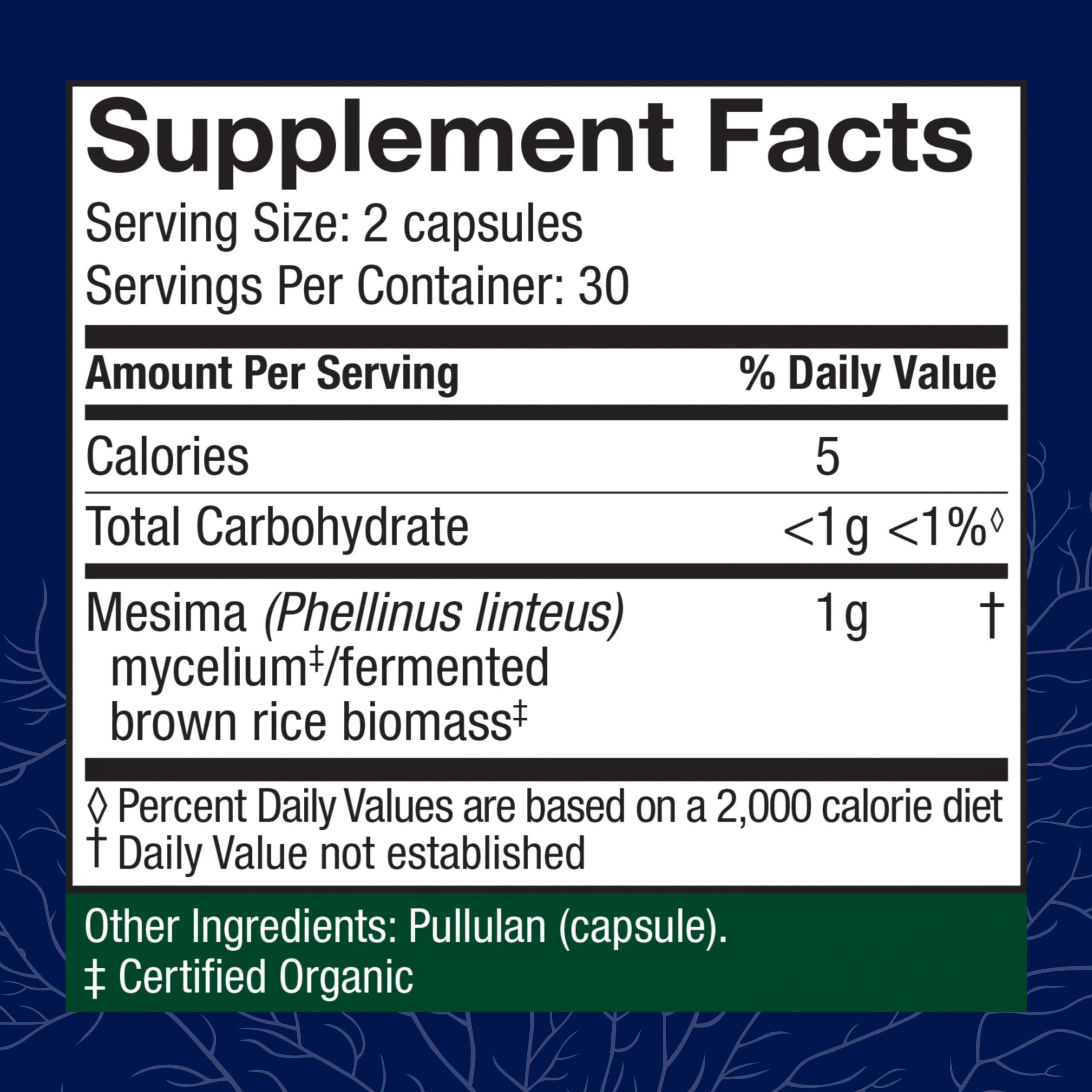 Host Defense Mesima Capsules close-up highlighting convenient daily antioxidant support.