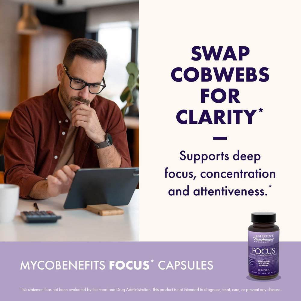Host Defense MycoBenefits Cordyceps visual signaling energy and concentration support.