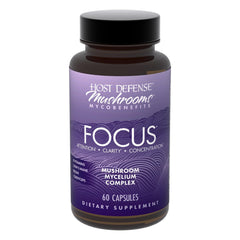 Host Defense MycoBenefits Focus bottle for easy daily brain health support.