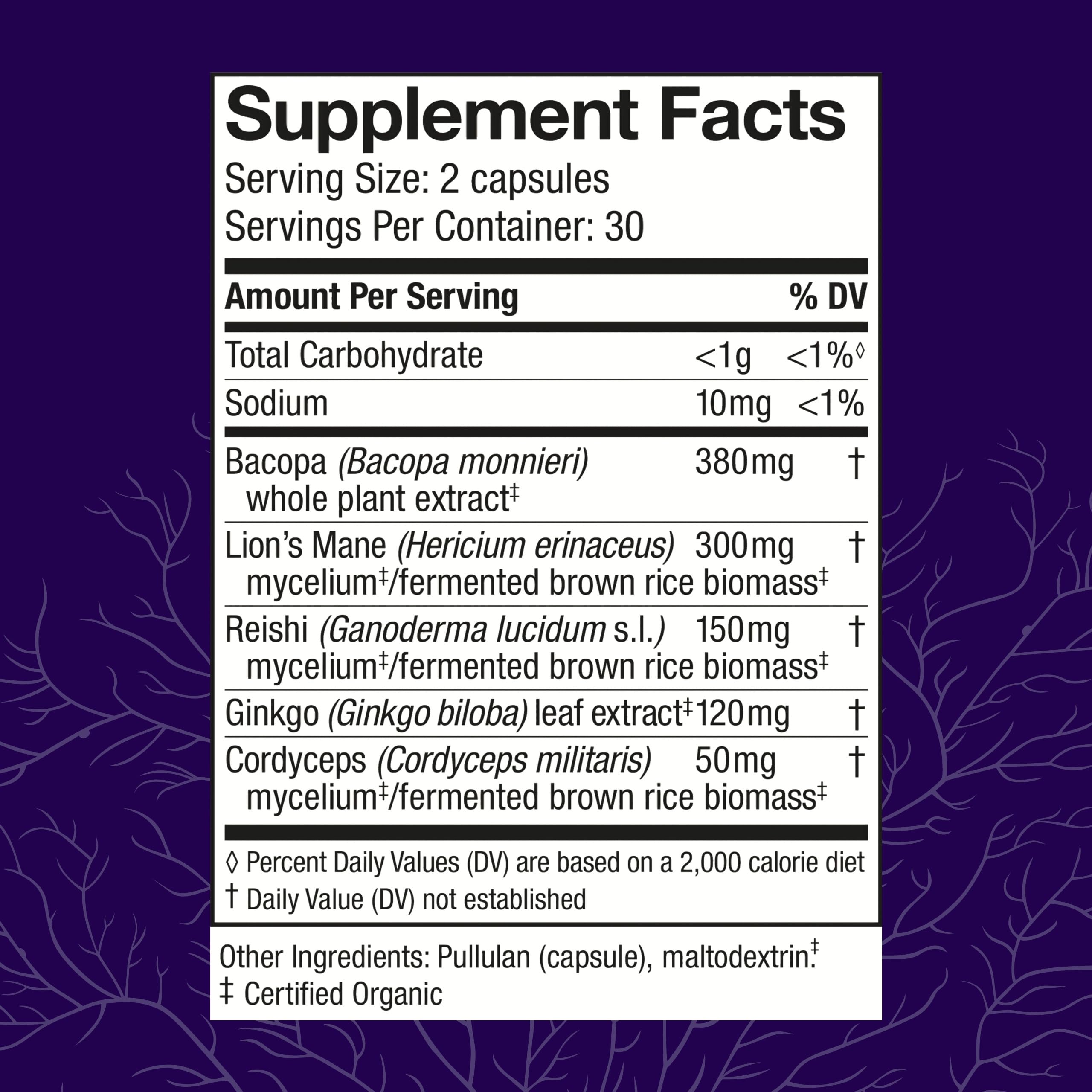 Host Defense MycoBotanicals Brain capsules for easy daily cognitive support.
