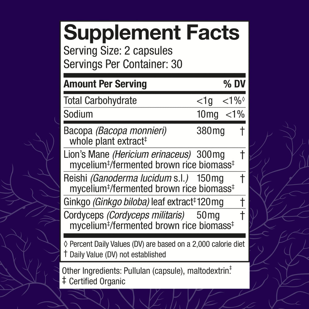 Host Defense MycoBotanicals Brain capsules for easy daily cognitive support.