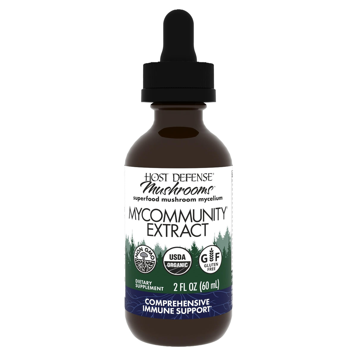 Host Defense MyCommunity Extract bottle front for easy daily immune support