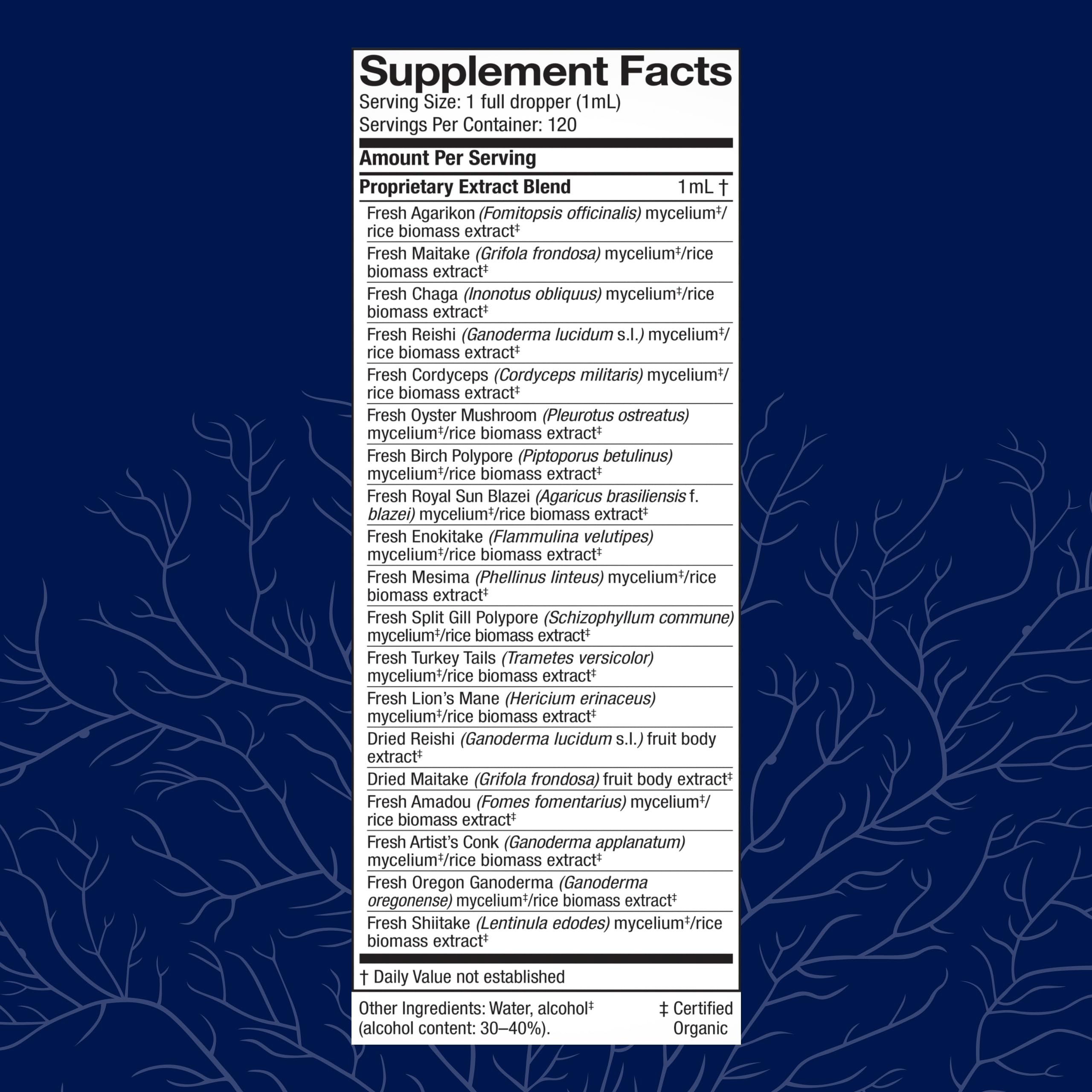 Front label of Host Defense MyCommunity Extract highlighting the 17-species blend.