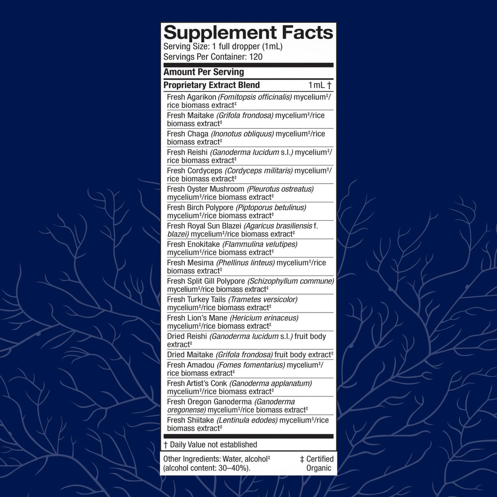 Front label of Host Defense MyCommunity Extract highlighting the 17-species blend.