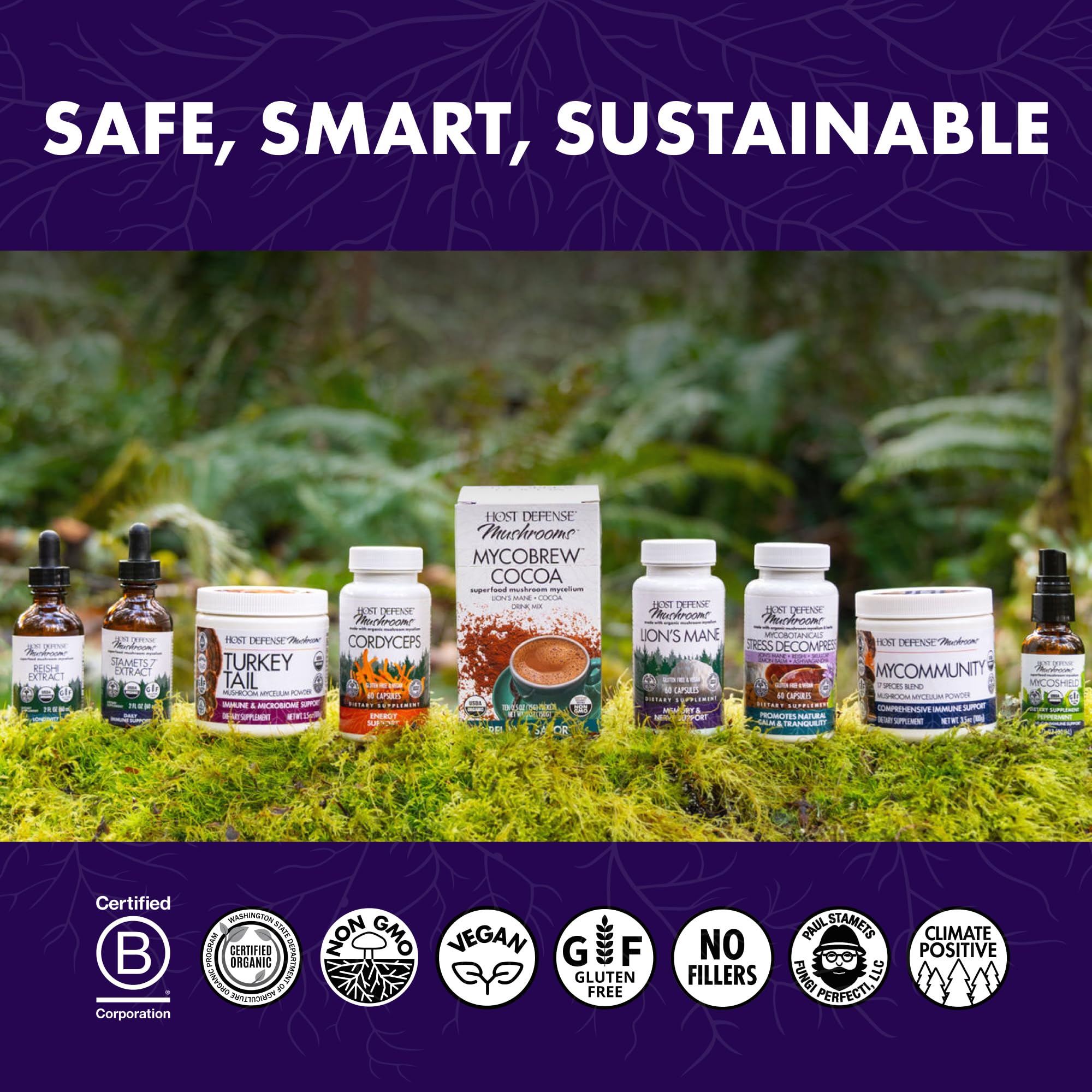 Gluten-free and non-GMO certification supports dietary preferences for Host Defense MyCommunity Extract