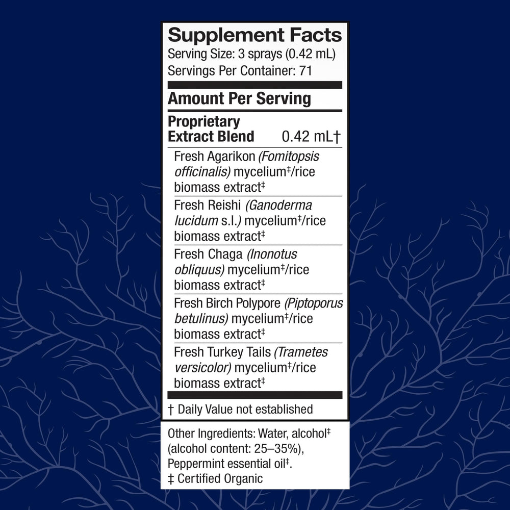 Host Defense MycoShield pump-action bottle shows easy daily dosing.