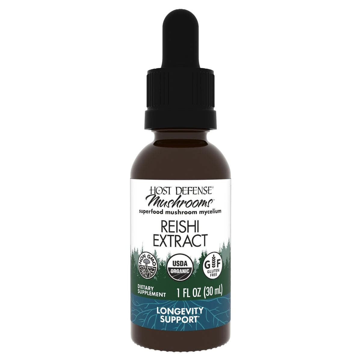 Host Defense Reishi: botella-dosificador, posible apoyo a la energía diaria.