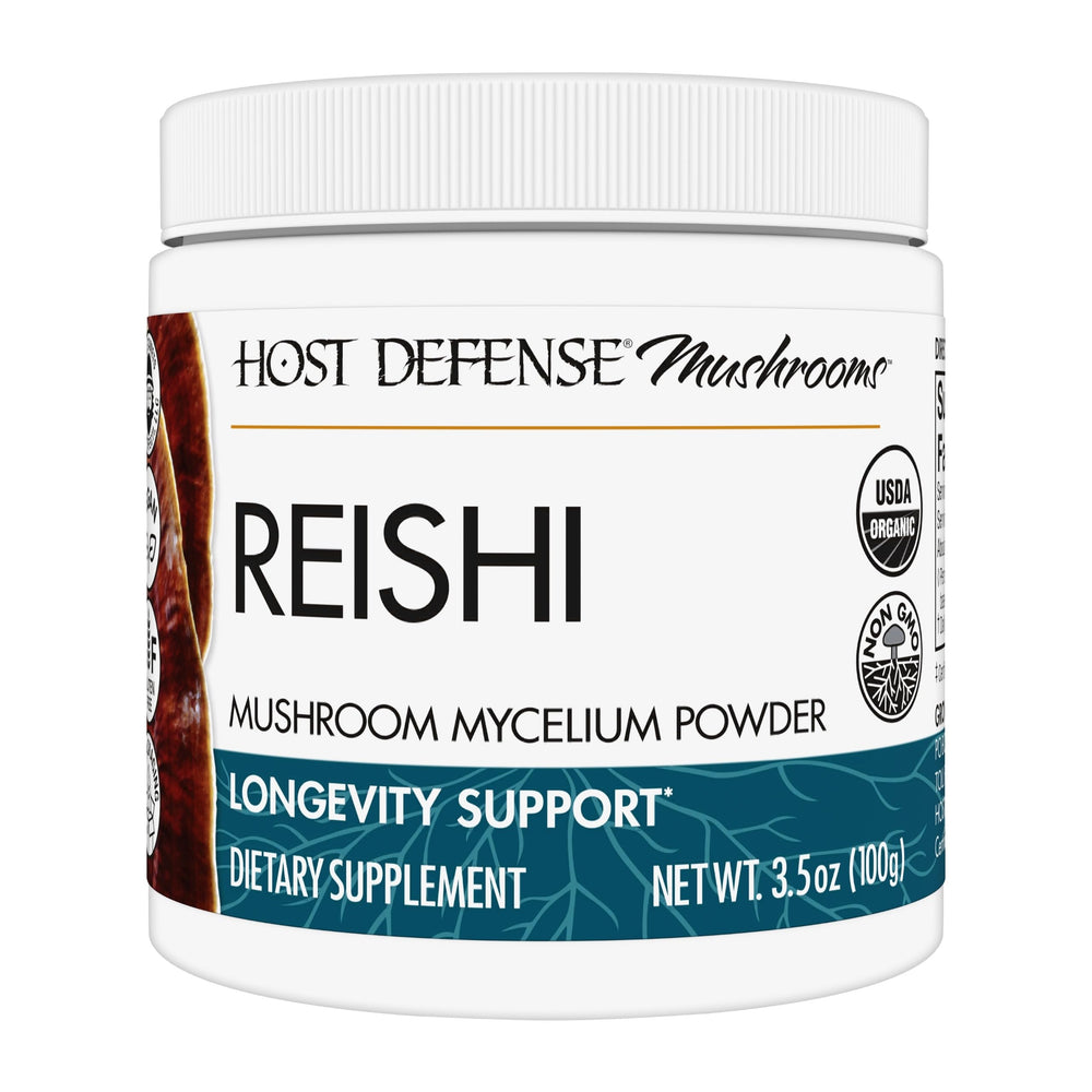 Host Defense Reishi Powder bottle for daily immune support.