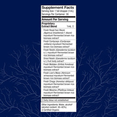 Host Defense Stamets 7 bottle back shows dosage guidance and ingredients.