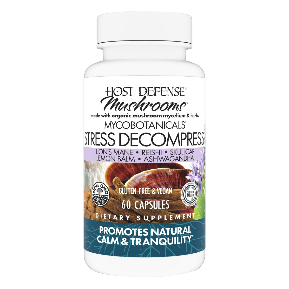 Host Defense Stress Decompress bottle promotes a daily calming routine.