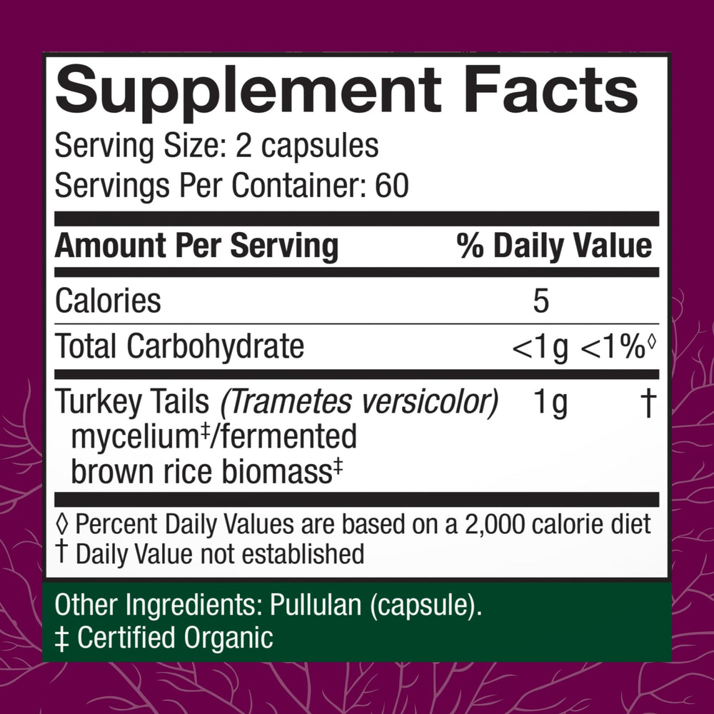 Host Defense Turkey Tail Capsules capsules closeup highlighting easy daily intake and immune-friendly potential