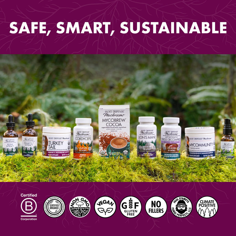 Host Defense Turkey Tail Capsules ingredients visualize turkey tail mushroom with prebiotics