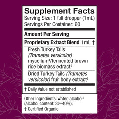 Host Defense Turkey Tail Extract dropper dispensing; convenient daily dose for potential immune-support benefits.
