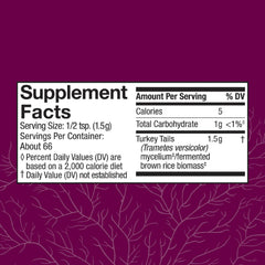 Host Defense Turkey Tail powder pour captures convenient daily use for digestive and immune support.