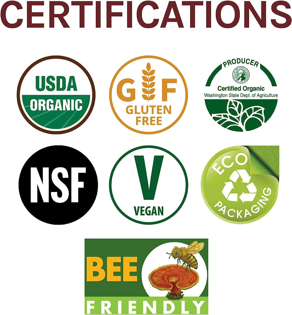 USA-grown organic mushrooms powering Host Defense blends.