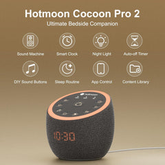 Hotmoon Cocoon Pro 2 night-light on for gentle, comforting sleep ambiance.