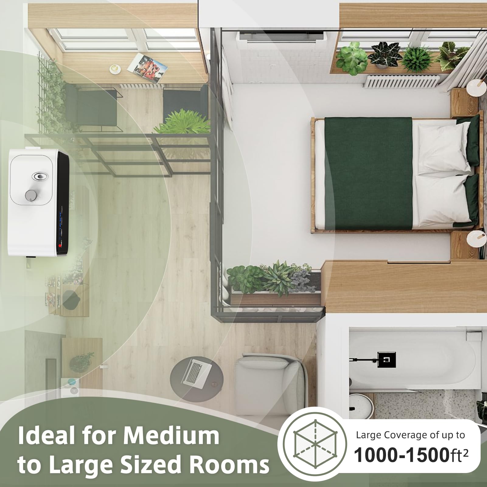 HOTOIQ wall-mount diffuser saving space and directing fragrance