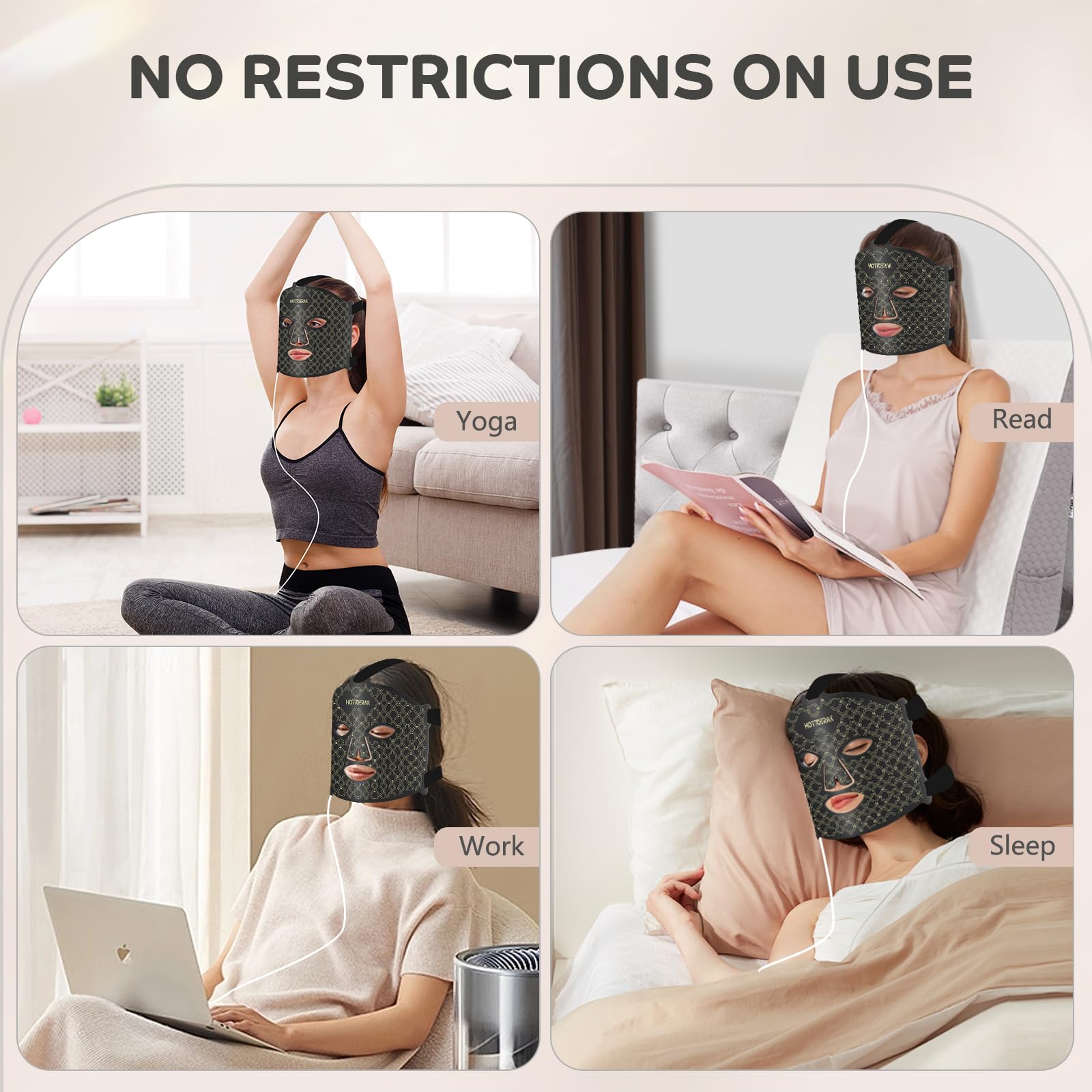 Hottoerak LED face mask with adjustable controller for personalized brightness.